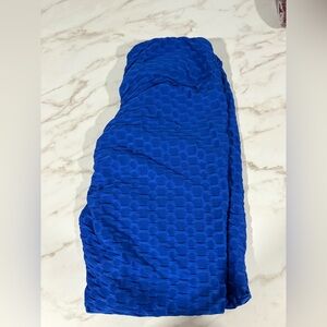 Blue Textured Leggings